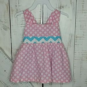 Pink and blue dots and chevron outfit